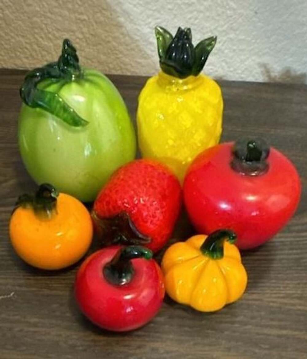 Vintage Art Glass Fruit and Vegetable Figurines Set of 7